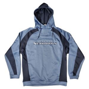 Vintage SEATTLE SEAHAWKS Sweater Adult Medium Blue Spell Out REEBOK Hoodie Retro